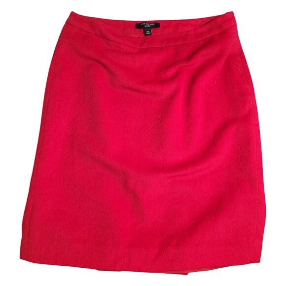 Ann Taylor Red Wool Rabbit Hair Skirt 6P Petite Career Ruffle Hem Office Siren - Picture 9 of 9